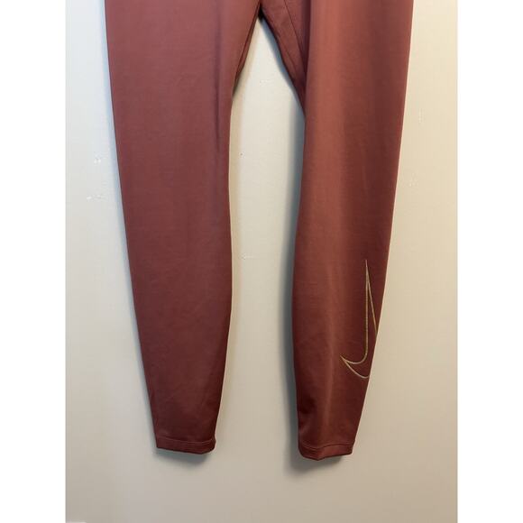 Nike Mid Rise Rust Full Length Dri -Fit Training Gym Workout Leggings Size M - Picture 4 of 8